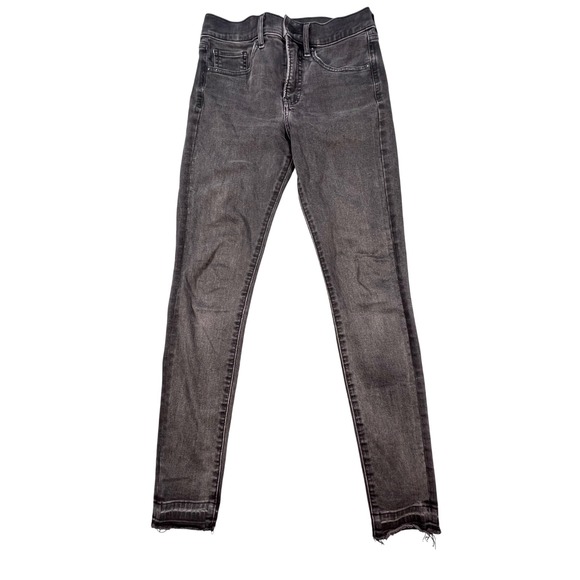 Express Denim - Express Black Skinny Jeans Womens 00R Mid Rise Raw Hem Denim 007199544